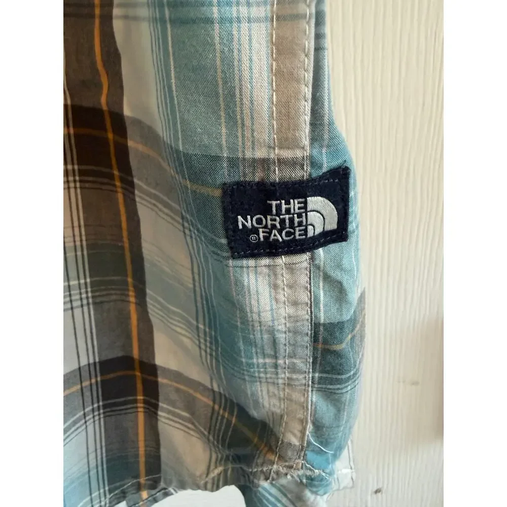 The North Face Men’s Short Sleeve Blue Plaid Button Up Shirt Sz XXL - Picture 5 of 6